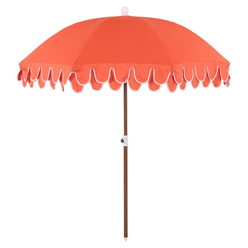 Horizon 6.5 ft. Classic MidCentury Scalloped Fringe Market Beach Umbrella